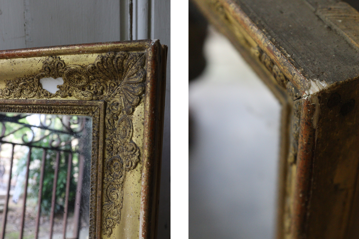 H39 フランスアンティーク ゴールドフレームミラー 鏡